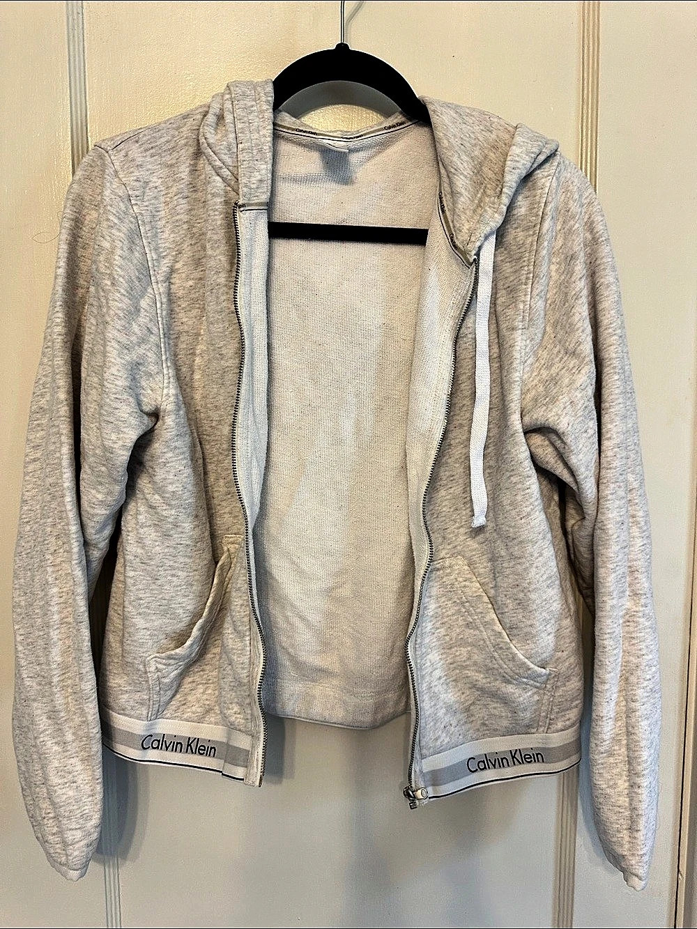 Calvin Klein Icon Cotton Terry Zip Sleep Hoodie Gray Medium